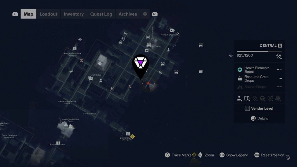 Central map with the laundry puzzle location marked near East Park Station